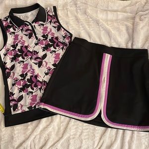 Lady Hagen Goff Outfit black and Purple - Sleeveless Shirt - Size S, Skort 8